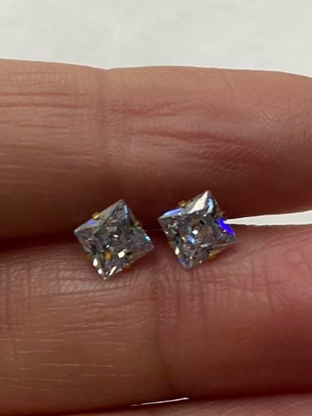 Classic Princess-Cut CZ Stud Earrings - Silver Tone